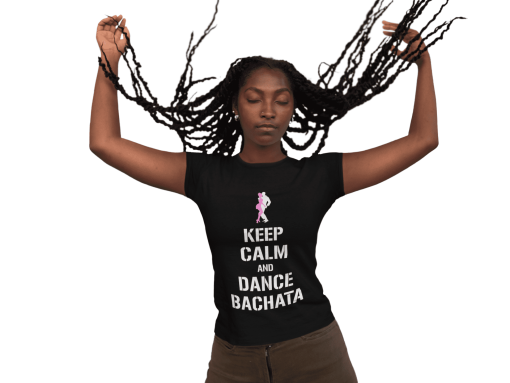 Keep calm and dance bachata female black tshirt