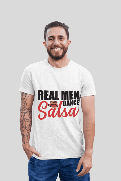 Real Men Dance Salsa Classic White Tshirt