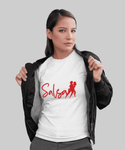 Salsa Dancing Female White Tshirt Flaunt Passion