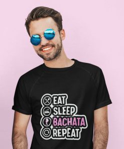 Eat Sleep Bachata Repeat Mens Black Tshirt