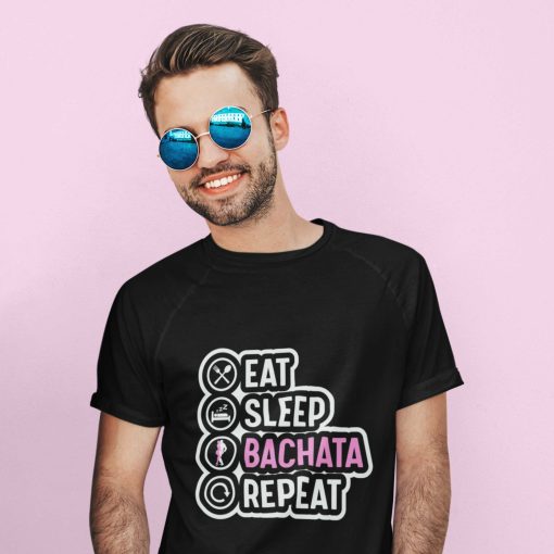 Eat Sleep Bachata Repeat Mens Black Tshirt