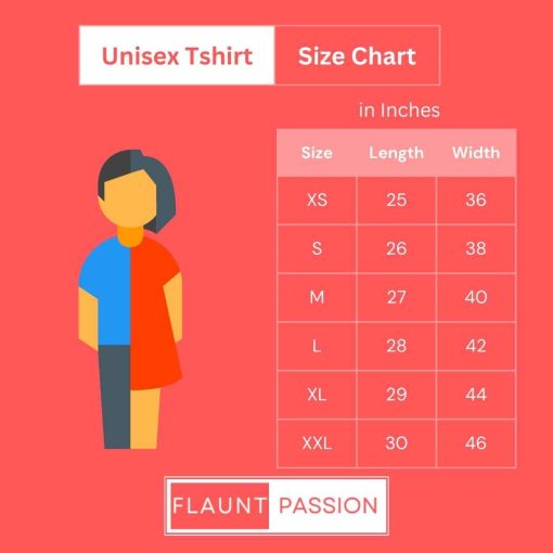 Flauntpassion Unisex Tshirt Size Chart