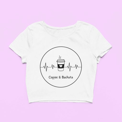 Coffee n Bachata Female White Crop Top Flauntpassion