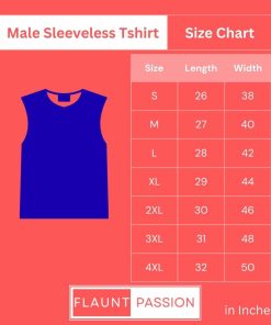 Flauntpassion Male Sleeveless Tshirt Size chart