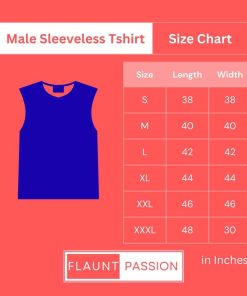 Flauntpassion Sleeveless Tshirt Sizechart