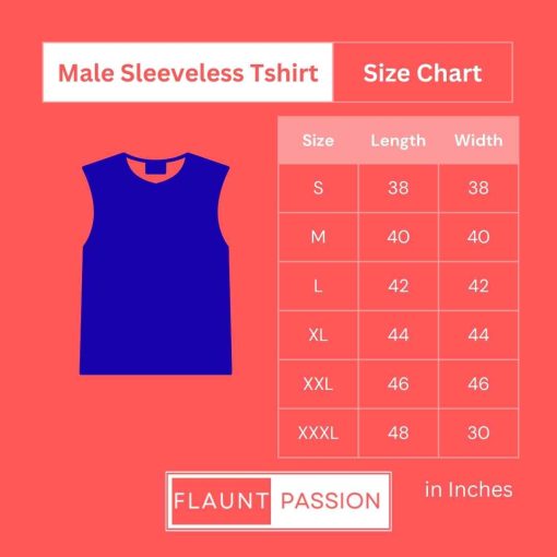 Flauntpassion Sleeveless Tshirt Sizechart