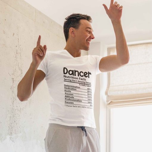 Dancer Nutrition Facts Unisex White Tshirt-Male