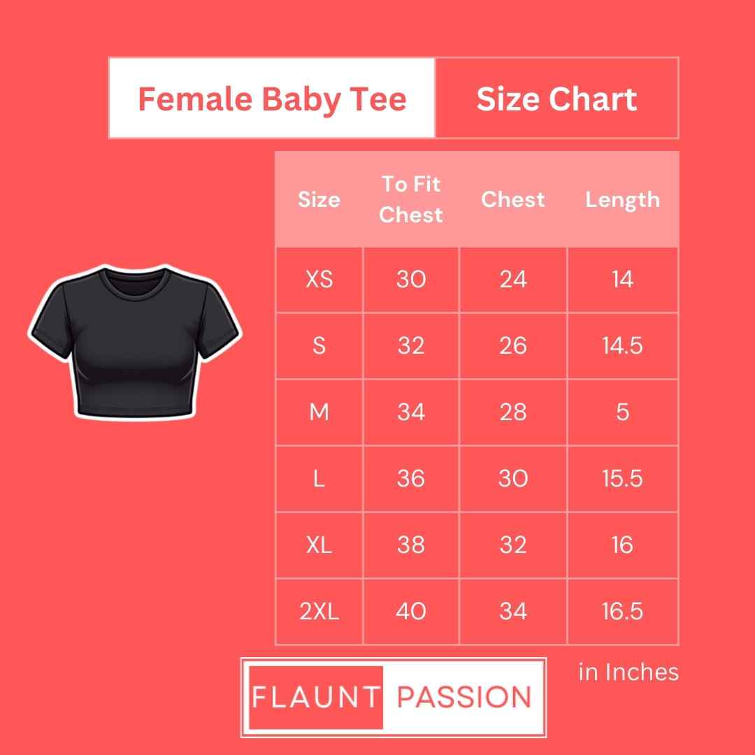 Female baby Tee Size Chart - Flaunt Passion