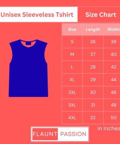 Flauntpassion Unisex Sleeveless Tshirt Size Chart