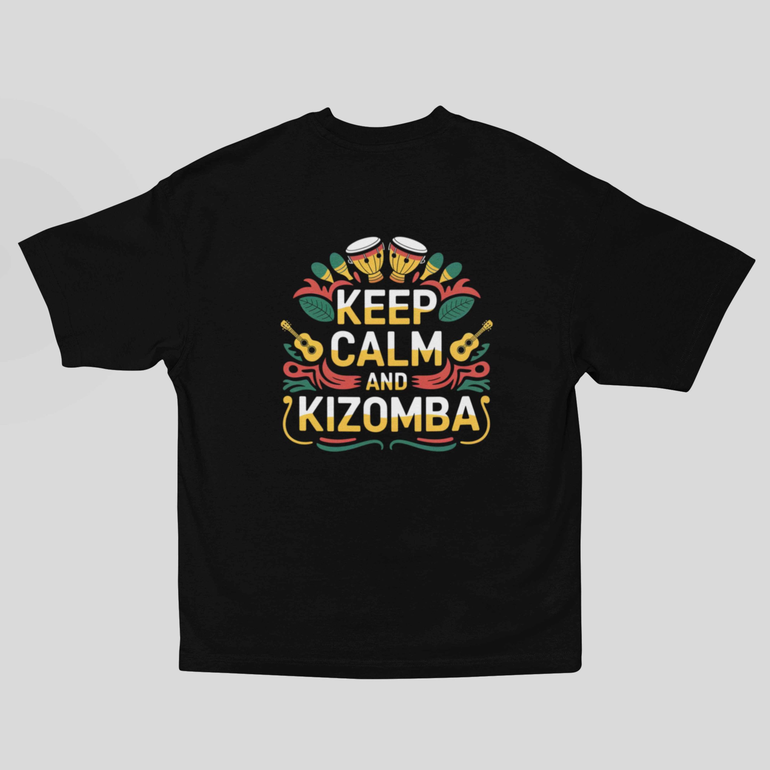Keep Calm and Kizomba Unisex Oversized Bottle Black Tshirt - Flauntpassion - Back