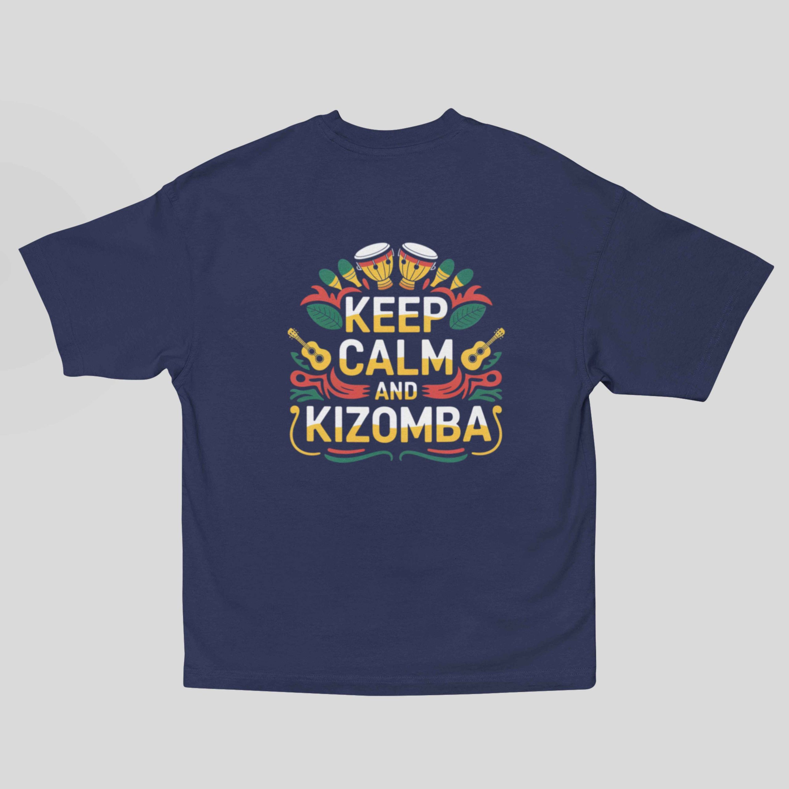 Keep Calm and Kizomba Unisex Oversized Bottle Royal Blue Tshirt - Flauntpassion - Back