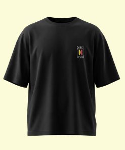 Dance Design Learn Social Dancing Unisex Oversized Black Tshirt - Front View - Flaunt Passion - India