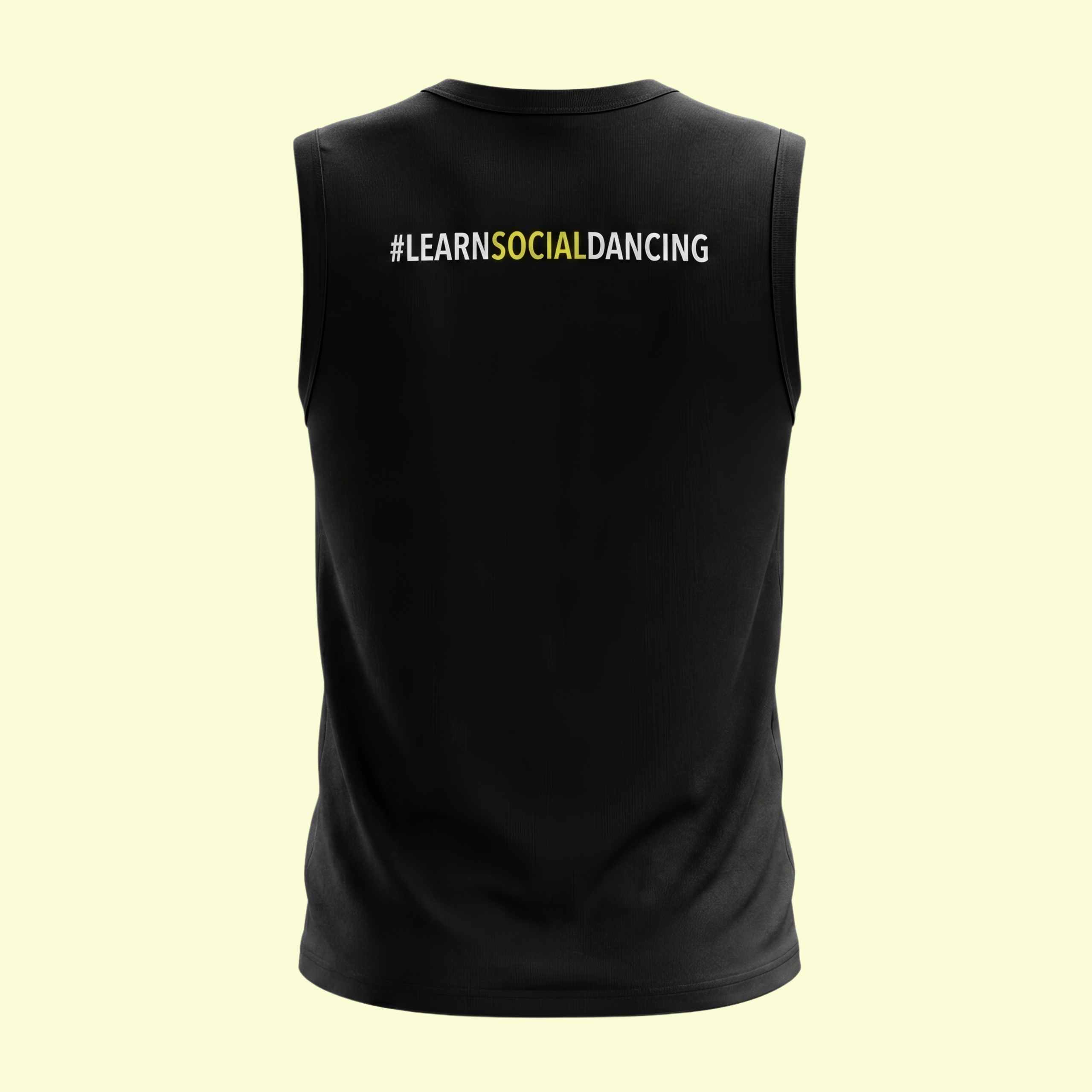 Dance Design Learn Social Dancing Unisex Sleeveless Black Tshirt - Back View - Flaunt Passion - India