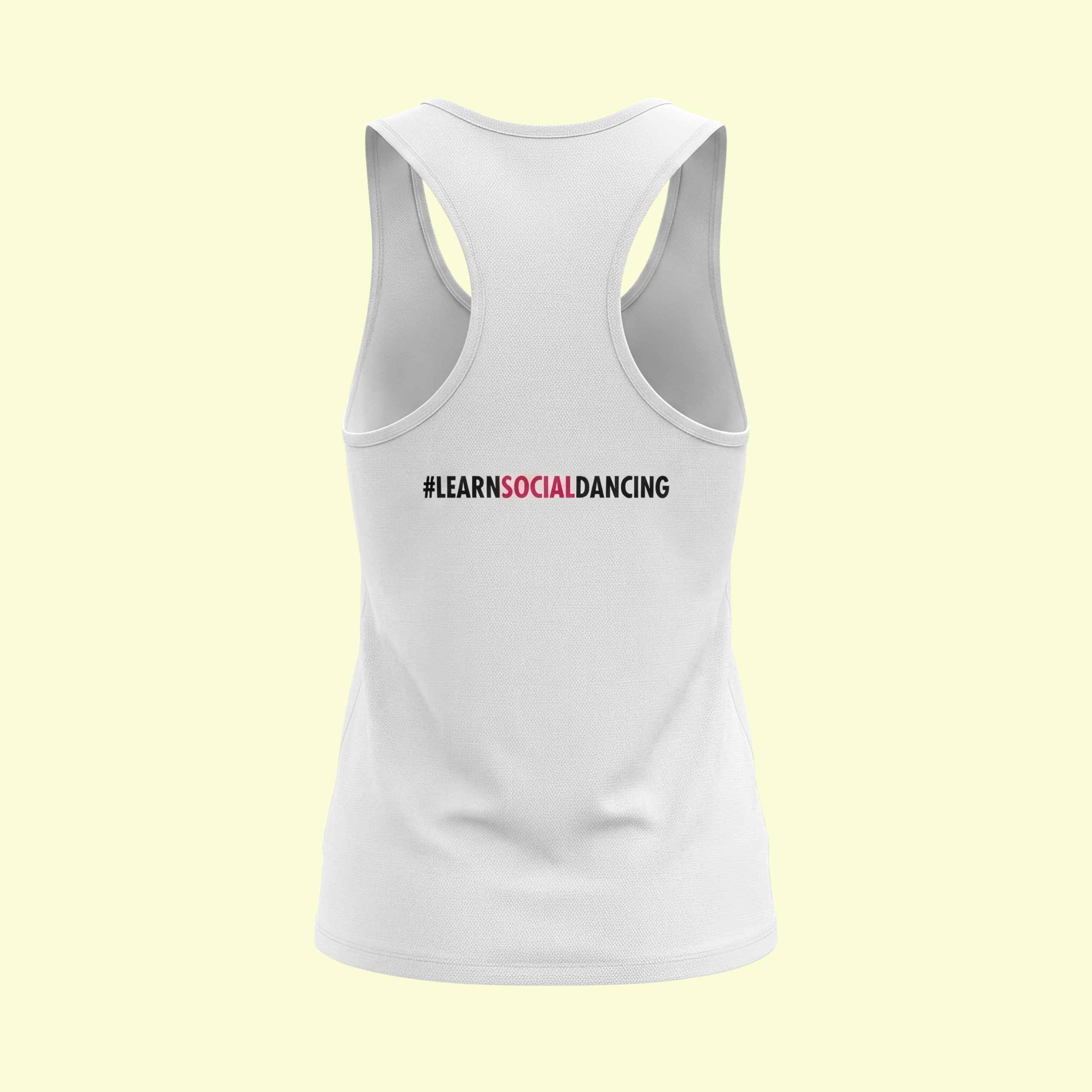 Dance Design Learn Social Dancing Female White Tank Top - Back View - Flaunt Passion - India