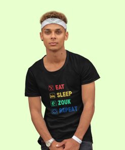 Eat Sleep Zouk Repeat Unisex Classic Black Tshirt