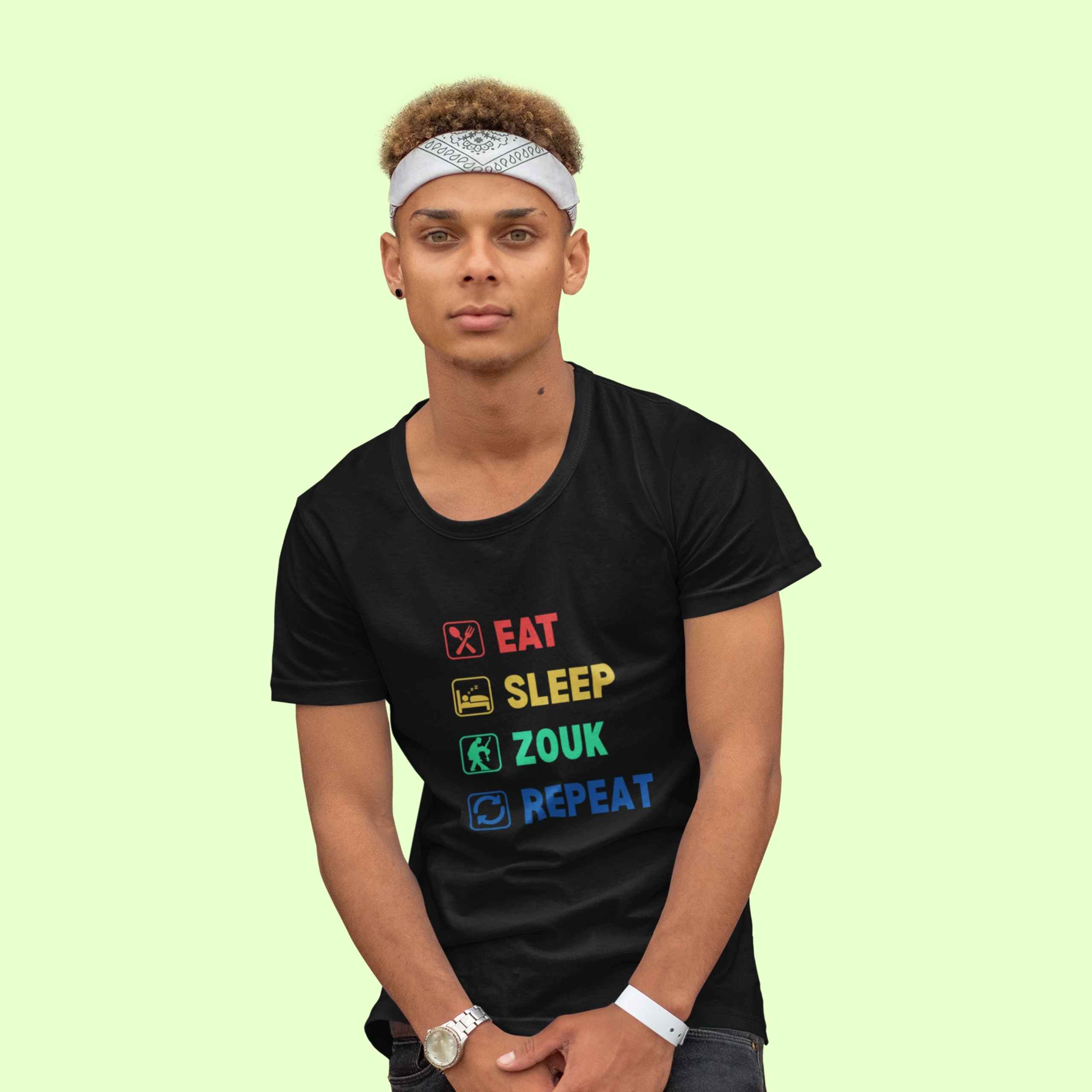 Eat Sleep Zouk Repeat Unisex Classic Black Tshirt