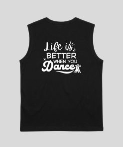 Time to Dance academy unisex sleeveless black tshirt back flaunt passion